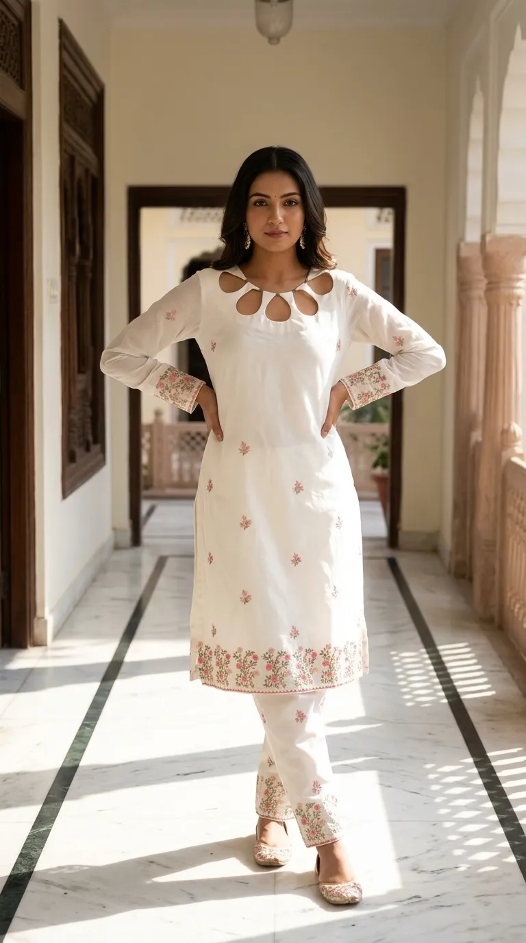 Designer White Kurta Set